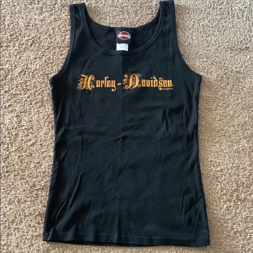 Harley-Davidson Bahamas‎ Black and Orange Tank Top